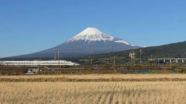 富士山与子弹头列车(新干线)视频素材