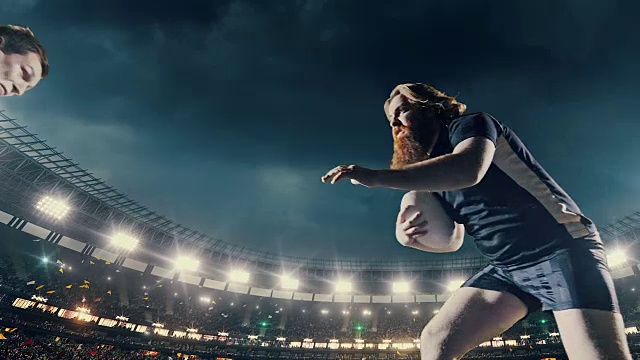橄榄球运动员带球跳跃视频素材
