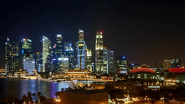 日落在滨海湾新加坡天际线视频下载