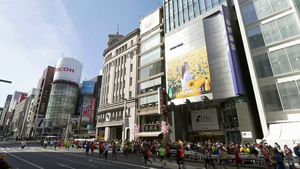 东京银座马拉松视频素材