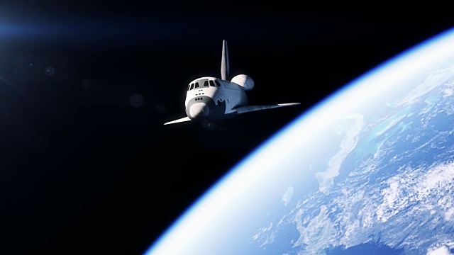 在地球上方轨道上的航天飞机视频素材