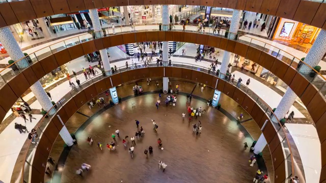迪拜購物中心購物者的時光流逝視頻下載