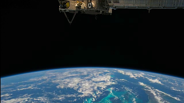 行星地球或蓝色星球从国际空间站美丽的景色。视频素材