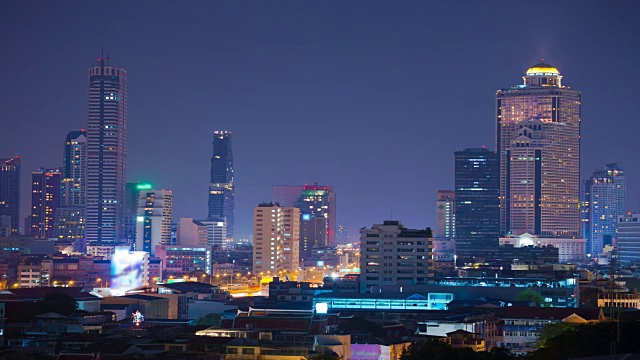 曼谷夜景，时光流逝视频素材