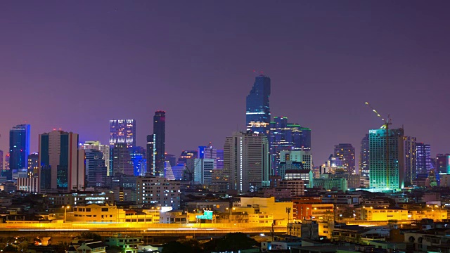 曼谷夜景，时光流逝视频素材