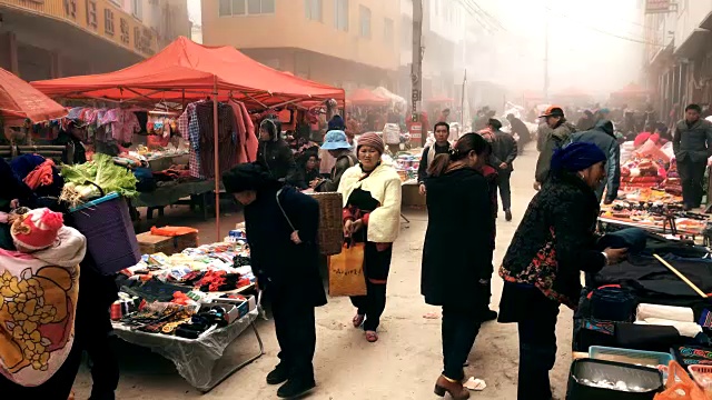 清晨的中国鸳鸯当地市场视频下载