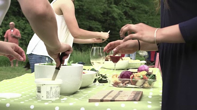 夏季烧烤大型家庭庆典自然视频下载