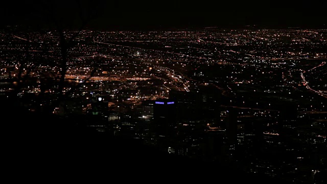 开普敦CBD城市灯光，开普敦，南非视频素材