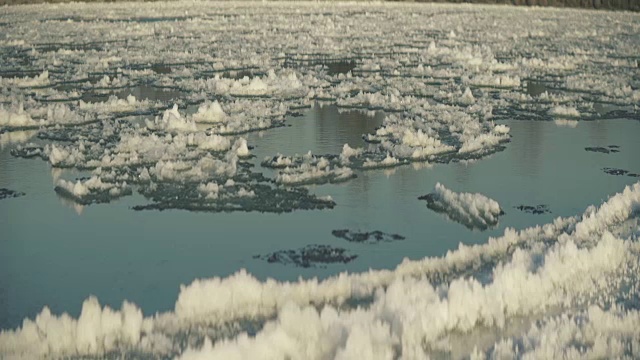 冻结的河流开始解冻视频素材