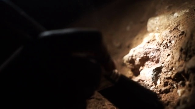 科罗拉多考古学家刷洞穴墙壁/ Muldersdrift/南非视频下载