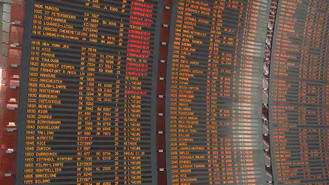 机场的航班信息板视频素材