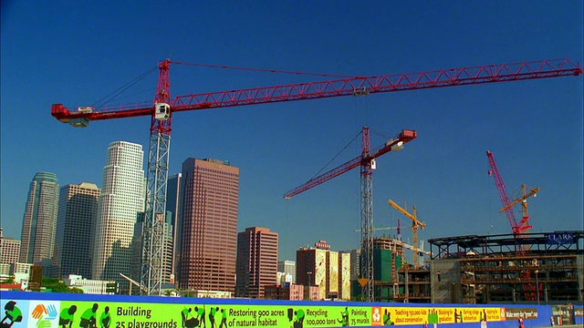T/L, WS, LA，建筑工地在洛杉矶市中心，加利福尼亚州，美国视频下载