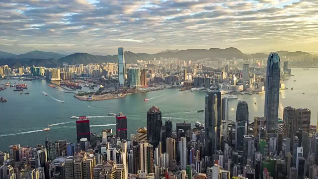 鳥瞰圖香港清晨視頻素材