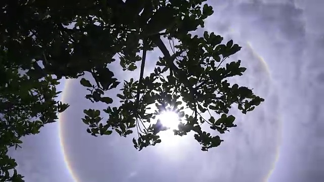 光环围绕在泰国蔚蓝的天空中灿烂的太阳视频下载