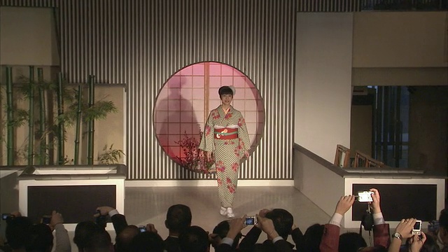 WS ZI MS模特在和服时装秀，京都，日本视频素材