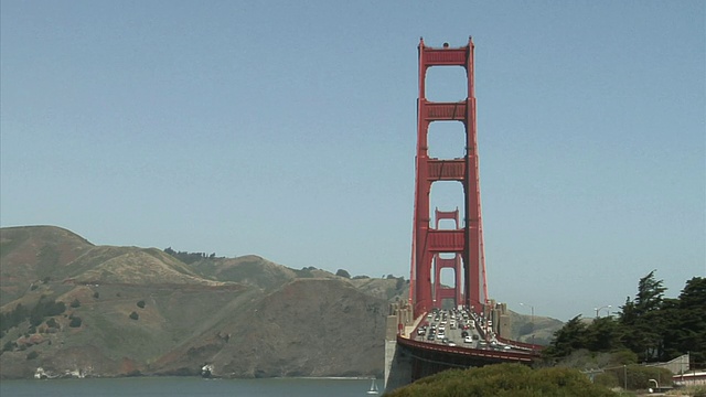 美国加州旧金山金门大桥上的WS汽车视频下载