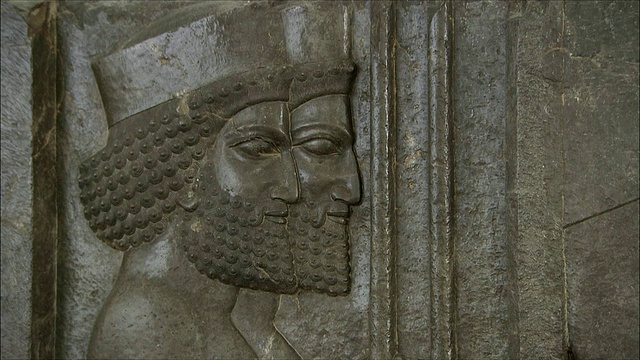 大大流士(波斯国王)浮雕，伊朗国家博物馆，德黑兰，伊朗视频素材