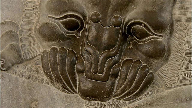 伊朗波斯波利斯的动物头像浮雕视频素材