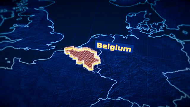 比利时国家边界3D可视化，现代地图大纲，旅游视频下载