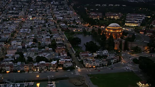 旧金山傍晚的空中艺术宫视频素材