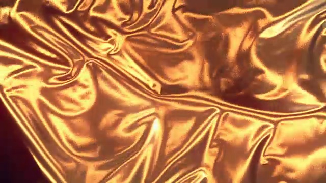 流动的金色布料抽象背景动画。3 d渲染。4 k UHD视频下载
