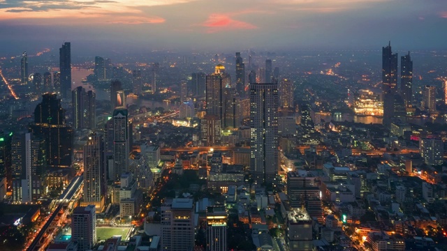 4k分辨率时间流逝曼谷城市景观视图白天到晚上视频素材