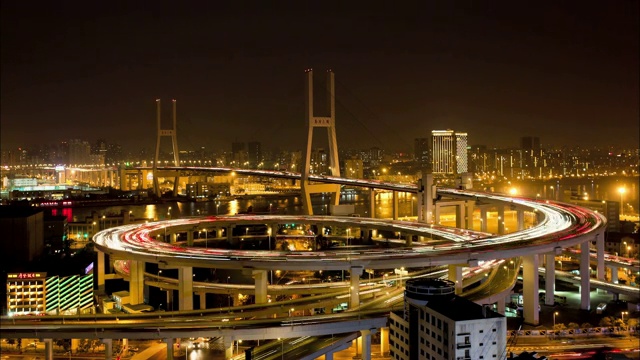 上海南浦大桥的交通夜景视频下载
