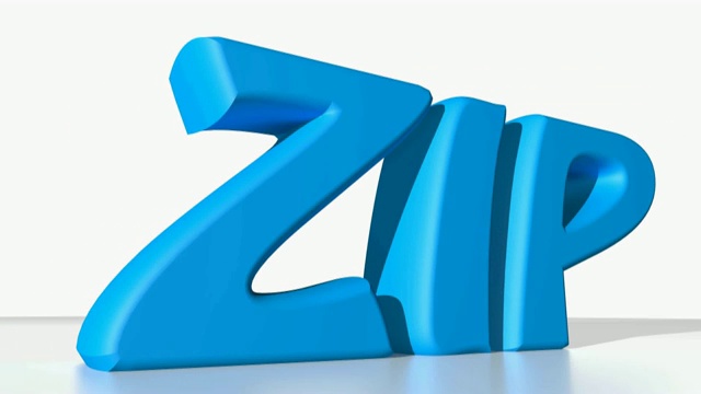 ZIP蓝色3D书写移动在白色背景- 3D渲染视频视频素材