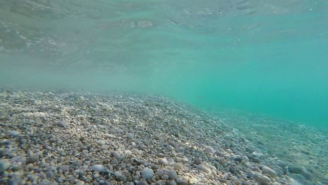 海在波浪下的水里岩石视频素材