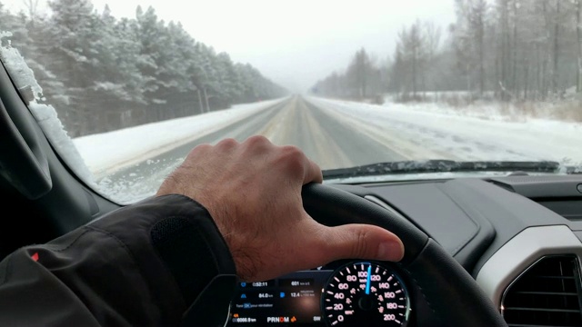 冬季在高速公路上行驶的观点视频购买
