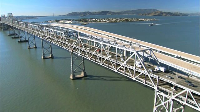 美国奥克兰海湾大桥建设鸟瞰图视频素材