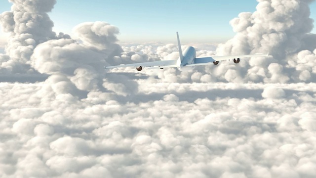一架客機在云層上空飛行視頻素材