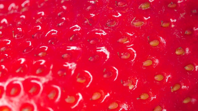 微距拍摄草莓果实的黄色种子视频下载