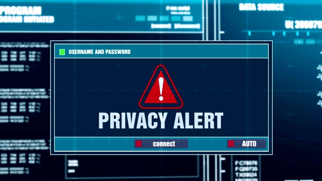 电脑萤幕上的数码系统保安警报的私隐警报警告通知视频素材