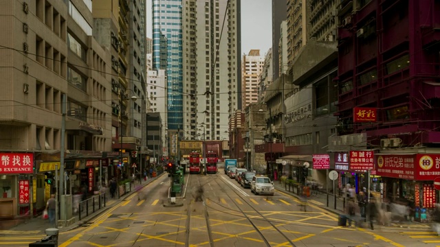 超延时视图移动通过街道香港城市。香港-短片视频素材