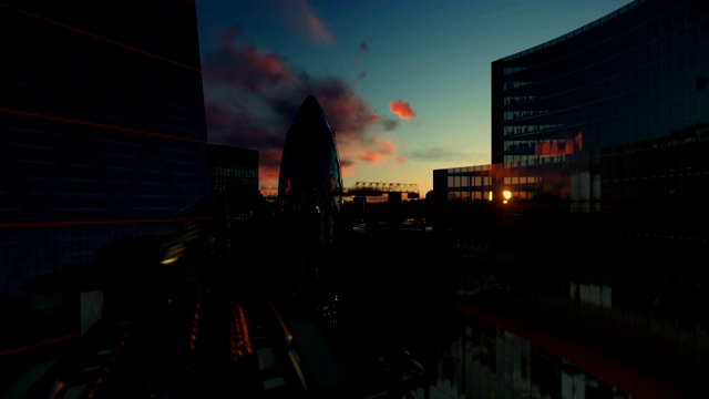 日出时的伦敦天际线，4K视频下载