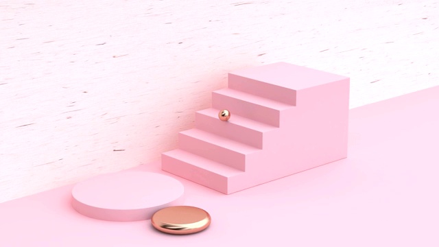 最小抽象粉色木材场景几何形状空白空间裙房3d运动渲染视频下载