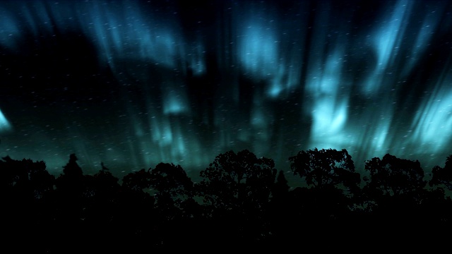 冬季森林的北极光-时间流逝极光(北极光)视频素材