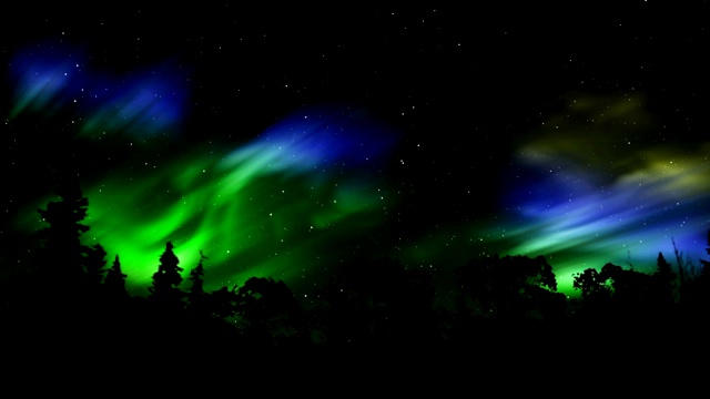冬季森林的北极光-时间流逝极光(北极光)视频素材