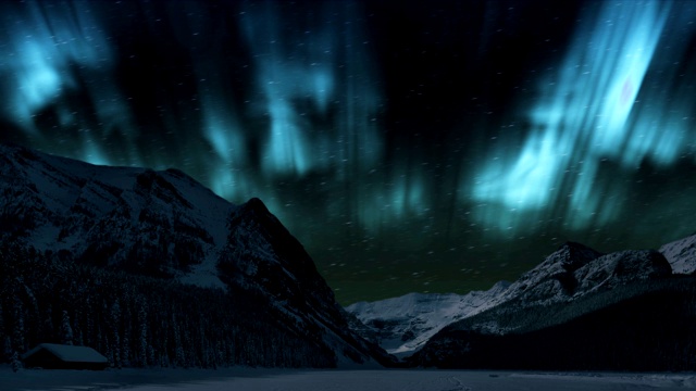 冬季山上的北极光-时间流逝极光(北极光)视频素材