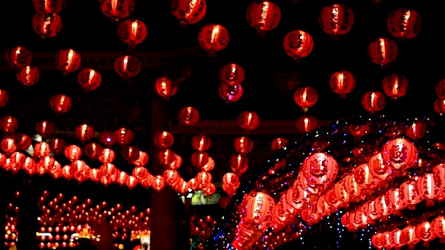 泰国唐人街的中国新年灯笼视频下载