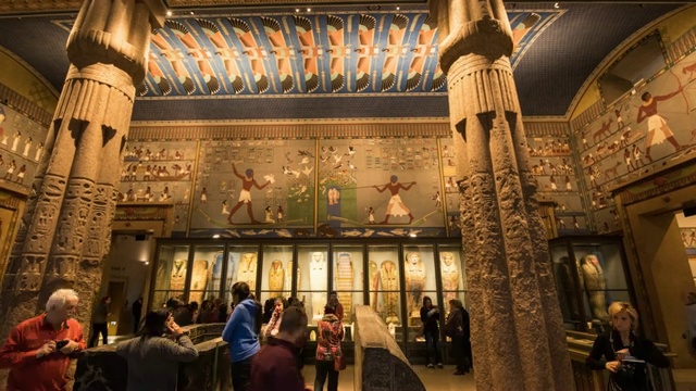 欧洲奥地利维也纳国家历史博物馆的超时空埃及人。——延时视频素材