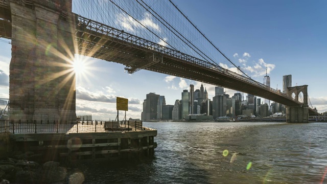 布鲁克林桥云时间流逝-纽约视频素材