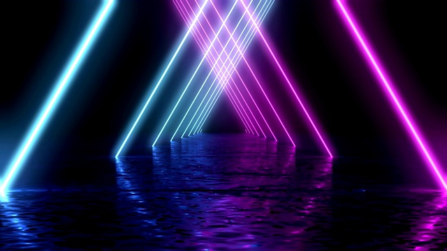 发光的霓虹灯隧道。抽象的无缝的背景。荧光紫外线。视频下载