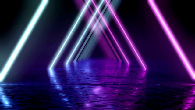 发光的霓虹灯隧道。抽象的无缝的背景。荧光紫外线。视频素材
