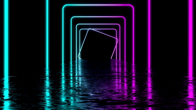发光的霓虹灯隧道。抽象的无缝的背景。荧光紫外线。视频素材