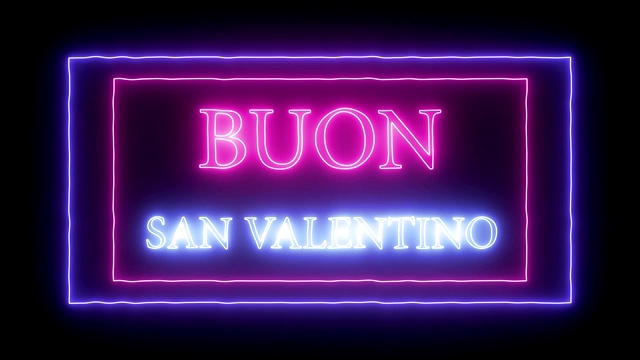 动画霓虹灯'Buon San Valentino' -意大利语情人节快乐视频素材