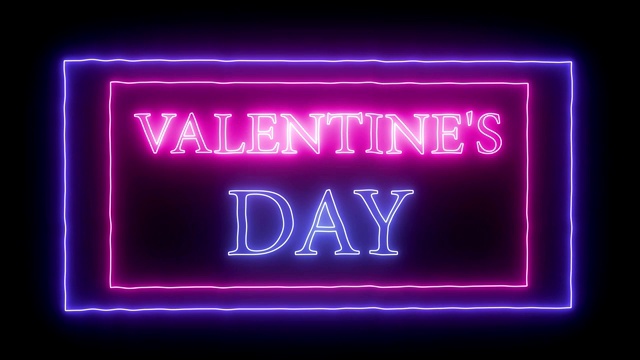 动画霓虹招牌《情人节》视频素材