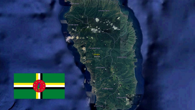 Dominica With Flag. 3d地球在太空-缩放在Dominica外视频素材