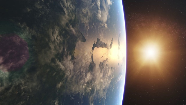 從太空俯瞰地球的美麗日出視頻素材